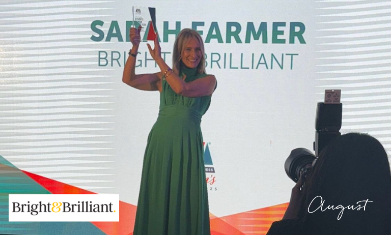 Multi-Award-Winning Success for Leadership Coach Sarah Farmer and Bright&Brilliant Brand